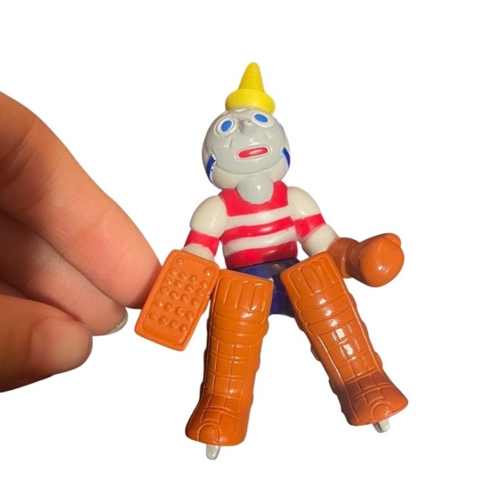 Vintage Jack in the Box Clown Hockey Player Action Figure Goalie Mascot Toy